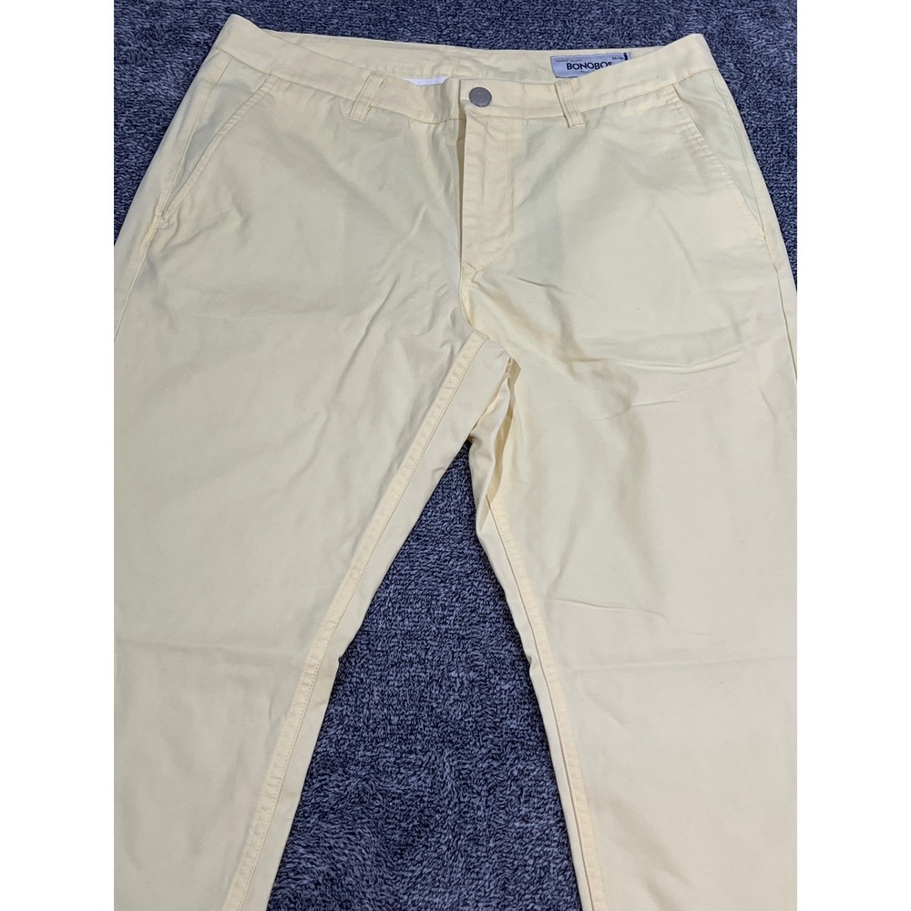 Bonobos Washed Chinos Mens 33x30 Straight Fit Pale Yellow 100% Cotton Pants